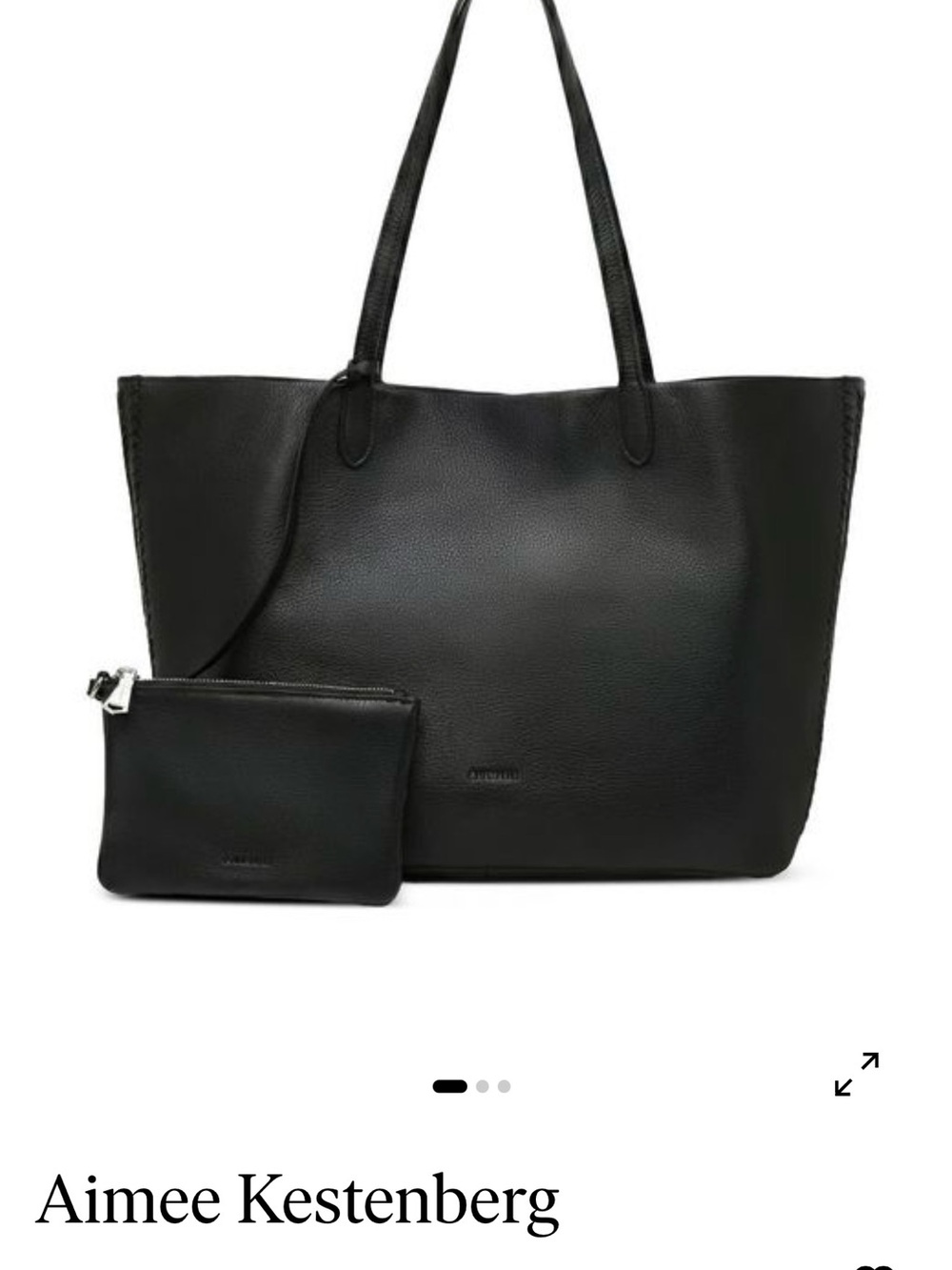 Aimee Kestenberg Black Pebbled Leather Tote with Matching Zip Pouch